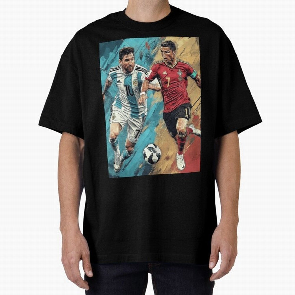 Lionel Messi and Cristiano Ronaldo Oversized T-Shirt Live for the Drama of FIFA World Cup 2026 Filled with CR7 and Messi, France Energy, Sports Nostalgia, International Competition, Famous Players and Unforgettable Victories; Ideal for Fans Who