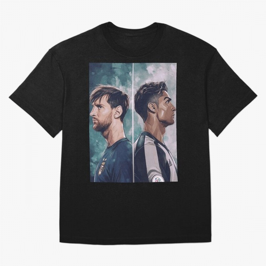 Lionel Messi and Cristiano Ronaldo Oversized T-Shirt Remember Iconic Moments from FIFA World Cup 2026 USA Canada Mexico Spirit, Inspired by England, France and Netherlands, Mbappe and Neymar, Stadium Memories, Football Loyalty, International Chants