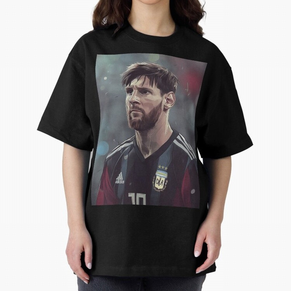 Lionel Messi Oversized T-Shirt Capture Stadium Memories from the FIFA World Cup 2026 Group Stage Journey through Neymar Highlights, Portugal, Spain and Germany Pride, Soccer Culture, Superstar Moments, National Team Dreams and Competitive Fire;