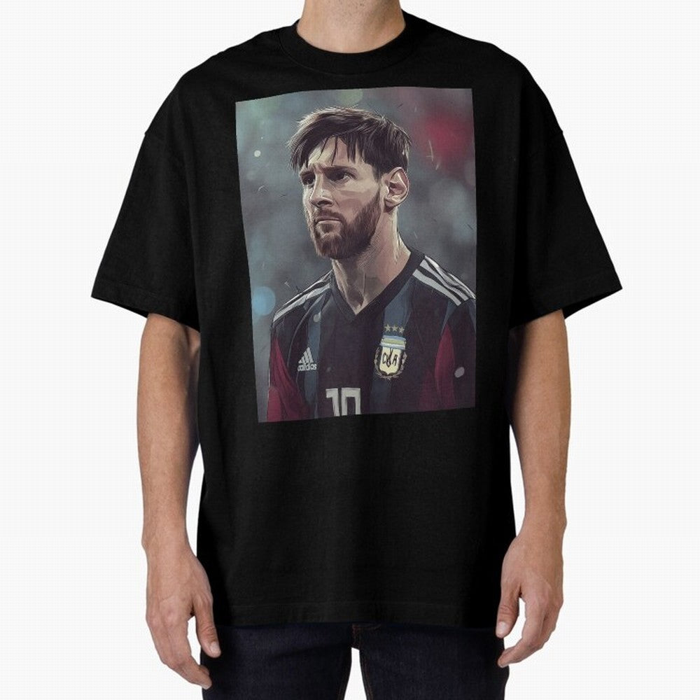 Lionel Messi Oversized T-Shirt Capture Stadium Memories from the FIFA World Cup 2026 Group Stage Journey through Neymar Highlights, Portugal, Spain and Germany Pride, Soccer Culture, Superstar Moments, National Team Dreams and Competitive Fire;