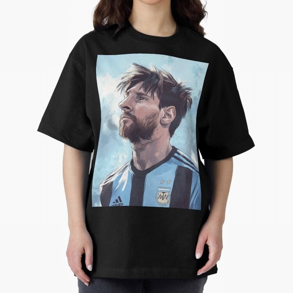 Lionel Messi Oversized T-Shirt Cheer through Every Moment of the FIFA World Cup 2026 USA Canada Mexico Journey through Neymar Highlights, Portugal, Spain and Germany Pride, Retro Football Energy, Iconic Rivalries, Trophy Chase Drama and Stadium