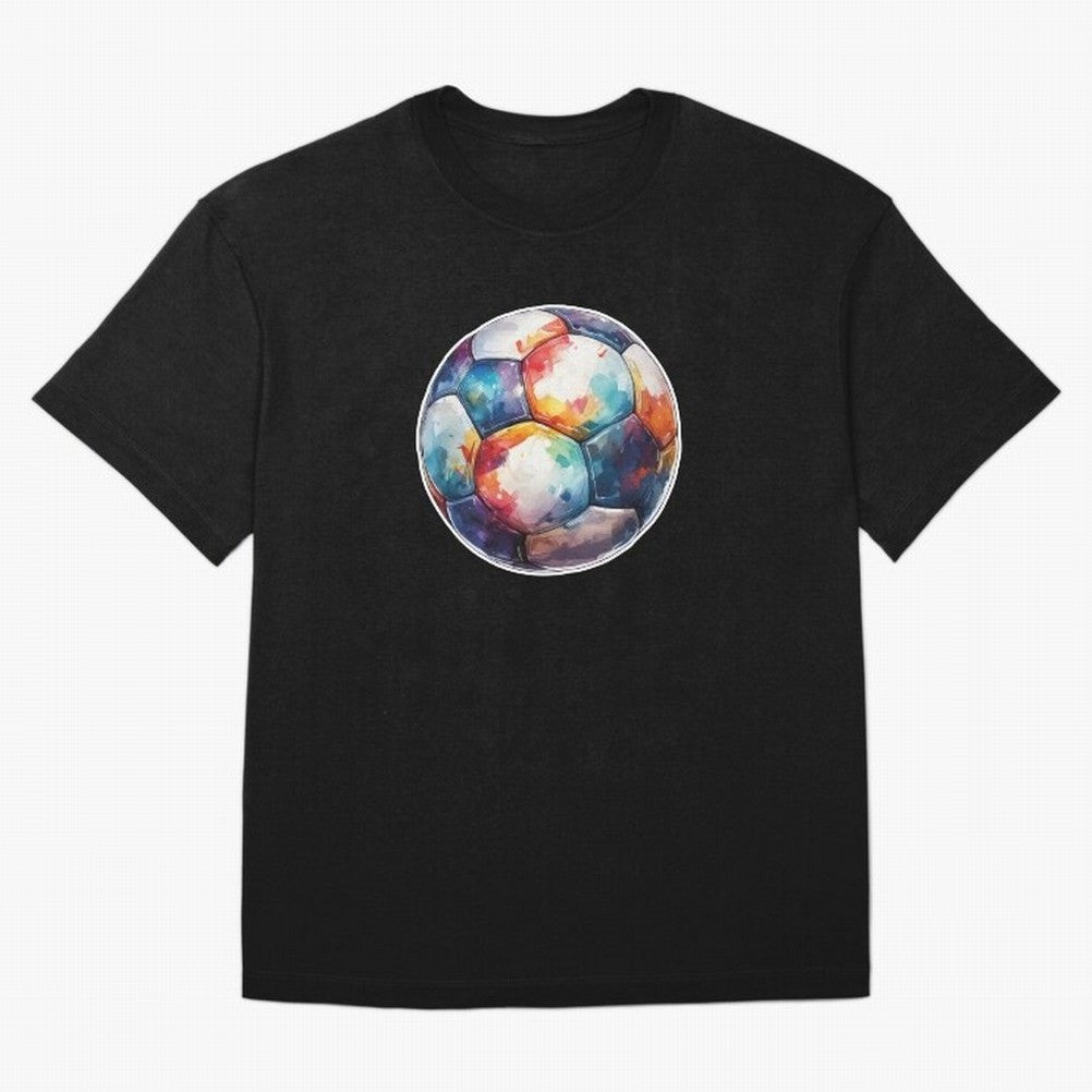 Football Soccer Ball Watercolor Illustration Drawing (Light Red BG) Oversized T-Shirt Make Every Match About FIFA World Cup 2026 Spirit, with England, Messi and Cristiano Ronaldo, Sports Nostalgia, International Competition, Famous Players and