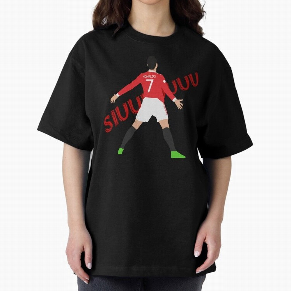 Cristano Ronaldo Celebration Block Art SIUUUU with text Oversized T-Shirt Celebrate Unforgettable Nights in FIFA World Cup 2026 USA Canada Mexico Spirit, Connected to Spain, Neymar, Worldwide Fan Energy, Dramatic Goals, Stadium Lights and
