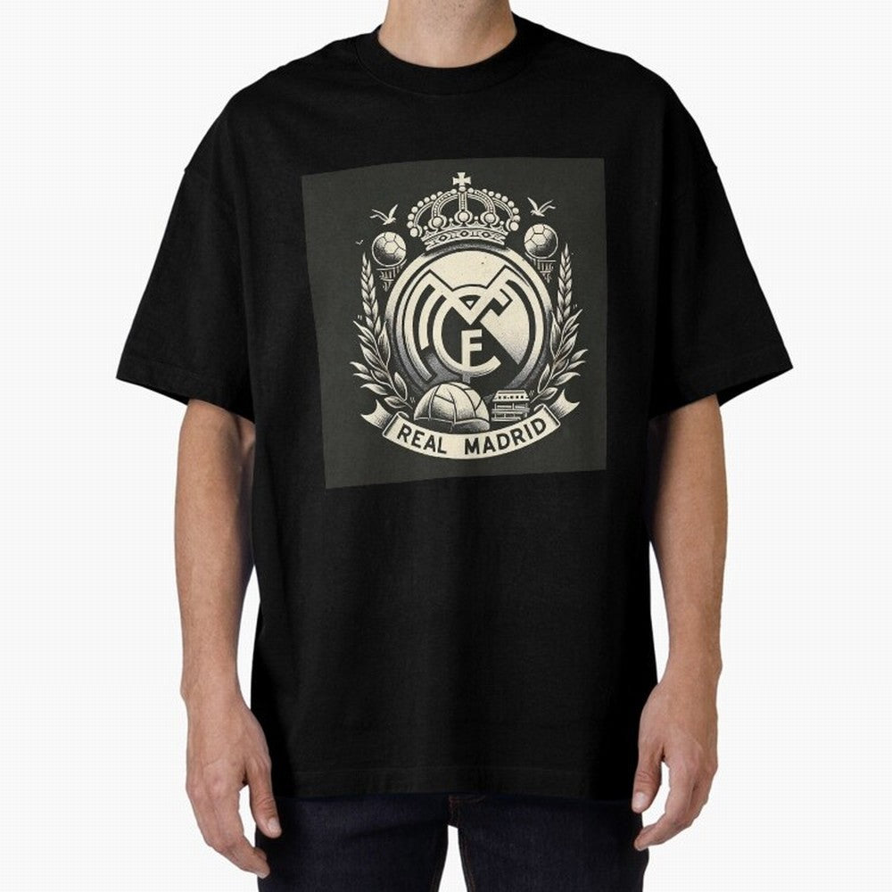 VIntage Style Real Madrid Logo Oversized T-Shirt Celebrate the Next Chapter of FIFA World Cup 2026 for Fans of CR7 and England, Bringing Supporter Pride, Iconic Celebrations, Legendary Names and Global Match Day Energy; Great for Supporters Who