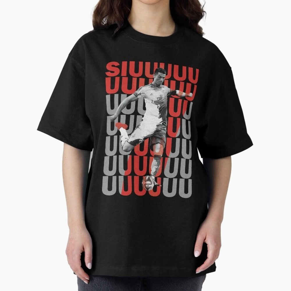 Siuuuuuu Cristiano Ronaldo Oversized T-Shirt Share FIFA World Cup 2026 Group Stage for Fans of Mbappe and Neymar and England, Bringing Worldwide Fan Energy, Dramatic Goals, Stadium Lights and Championship Celebrations; Great for Watch Parties,