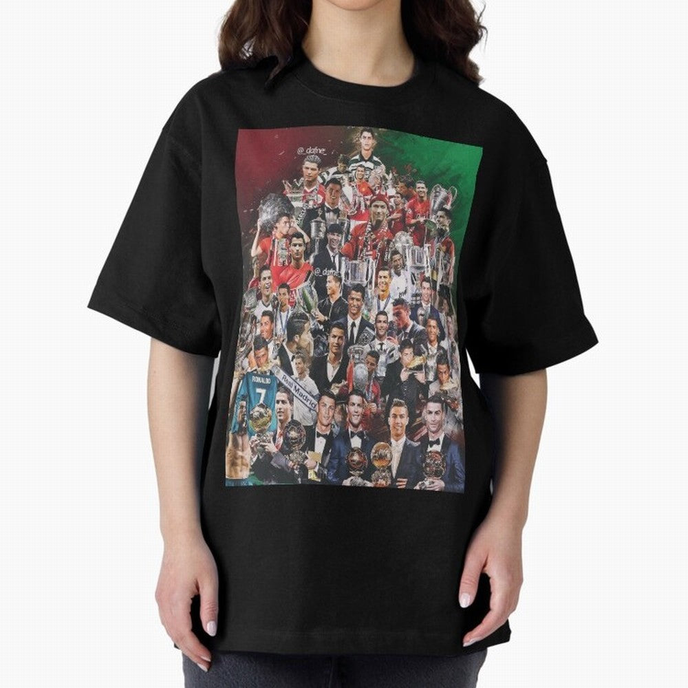 Cristiano Ronaldo (5th Ballon D'Or) Oversized T-Shirt Upgrade Match Day Hype around FIFA World Cup 2026 Group Stage, CR7, Portugal, Classic Soccer Heritage, Championship Pressure, Fan Loyalty and International Pride; Perfect for Supporters Who Want