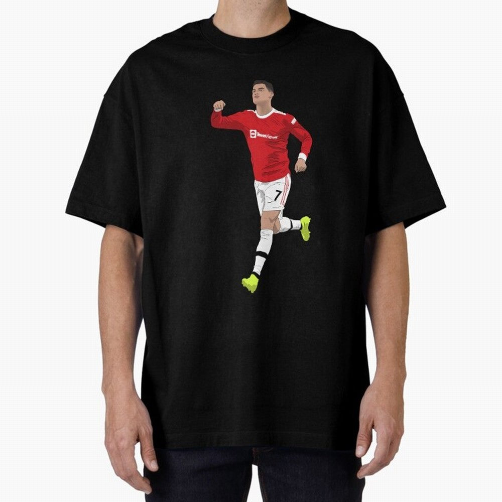 Cristiano Ronaldo Right Here Goal Celebration Oversized T-Shirt Fuel Match Day Hype around FIFA World Cup 2026 Group Stage, Mbappe, France and Portugal, Game Day Rituals, Football Legends, Country Pride and the Road to the Final; Perfect for