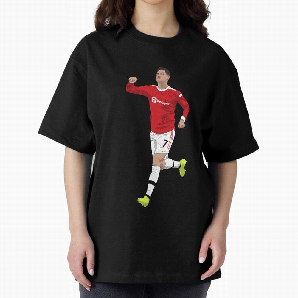 Cristiano Ronaldo Right Here Goal Celebration Oversized T-Shirt Fuel Match Day Hype around FIFA World Cup 2026 Group Stage, Mbappe, France and Portugal, Game Day Rituals, Football Legends, Country Pride and the Road to the Final; Perfect for