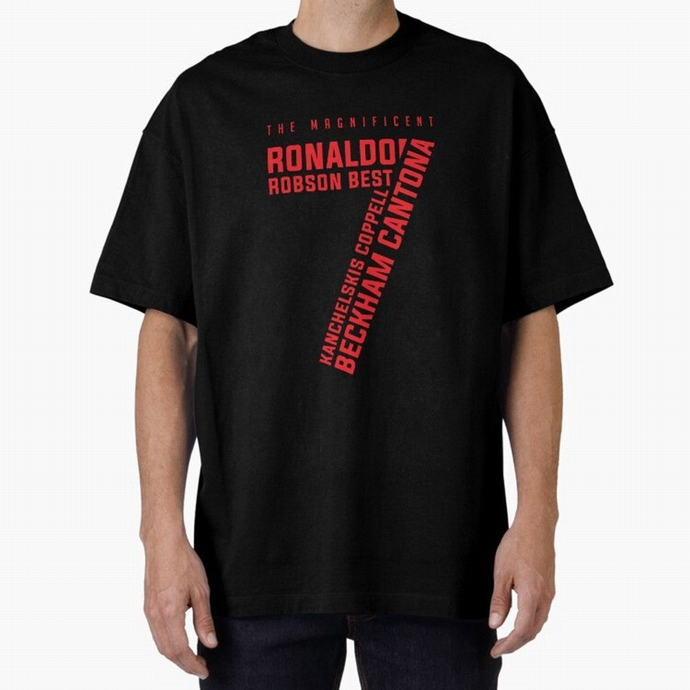 The Magnificent Seven - Man Utd Oversized T-Shirt Show Support during Match Day Hype around FIFA World Cup 2026 Group Stage, Messi, CR7 and Mbappe, Portugal, Match Day Excitement, Supporter Culture, Golden Goals and Global Football Passion; Made
