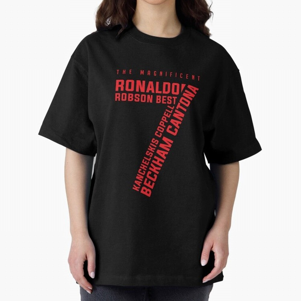 The Magnificent Seven - Man Utd Oversized T-Shirt Show Support during Match Day Hype around FIFA World Cup 2026 Group Stage, Messi, CR7 and Mbappe, Portugal, Match Day Excitement, Supporter Culture, Golden Goals and Global Football Passion; Made