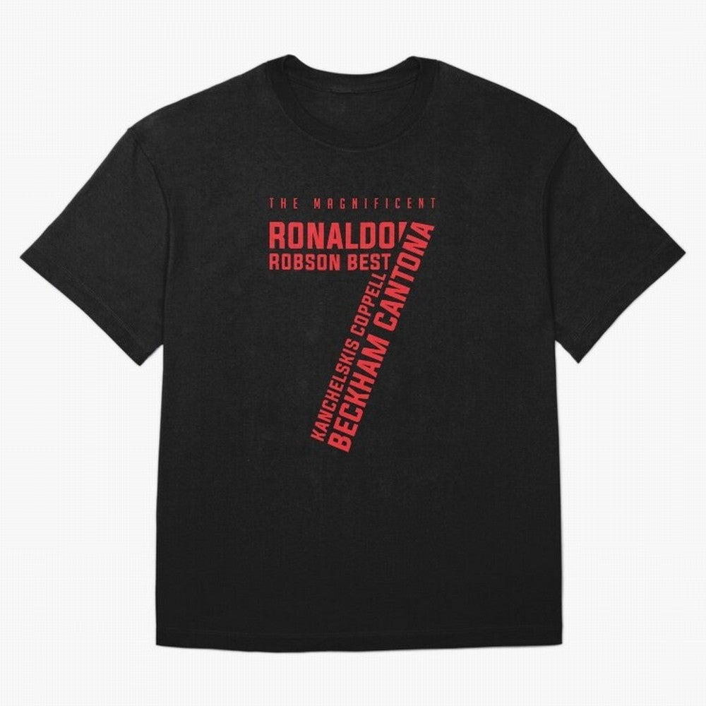 The Magnificent Seven - Man Utd Oversized T-Shirt Show Support during Match Day Hype around FIFA World Cup 2026 Group Stage, Messi, CR7 and Mbappe, Portugal, Match Day Excitement, Supporter Culture, Golden Goals and Global Football Passion; Made