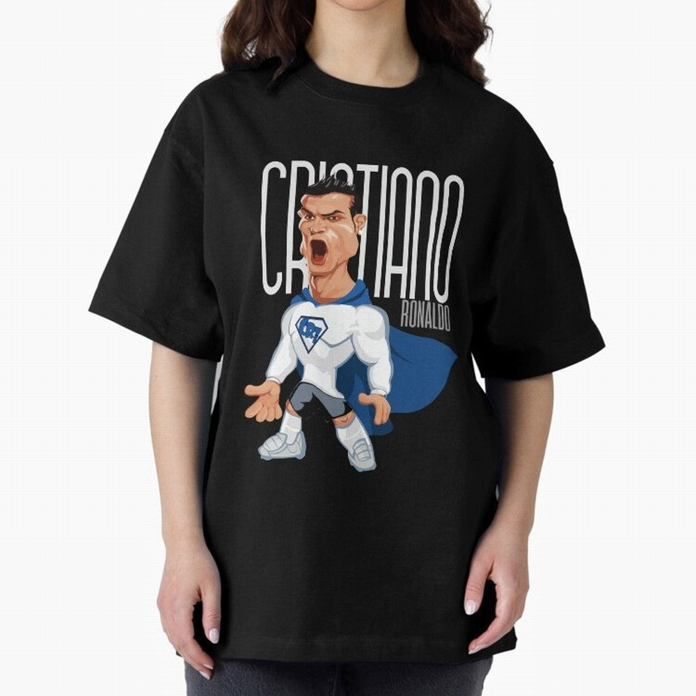 Commic Caricature of Cristiano Ronaldino 'CR7' Oversized T-Shirt Share FIFA World Cup 2026 Group Stage Driven by Mbappe, Netherlands Energy, Soccer Culture, Superstar Moments, National Team Dreams and Competitive Fire; Made for Die Hard Supporters,