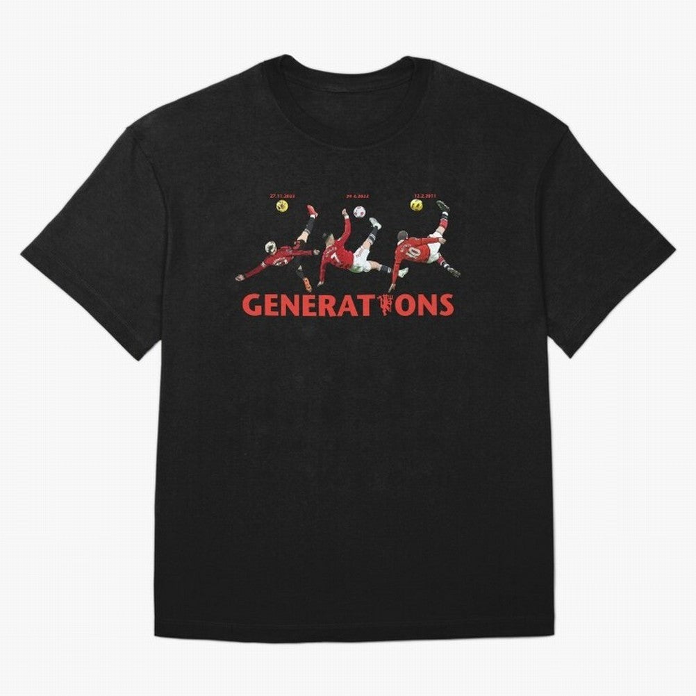 Generations of Manchester United Oversized T-Shirt Support Your Favorite Stars during FIFA World Cup 2026 Group Stage for Fans of Mbappe and France and Portugal, Bringing Vintage Soccer Flavor, Modern Football Stars, National Flags and Final Night