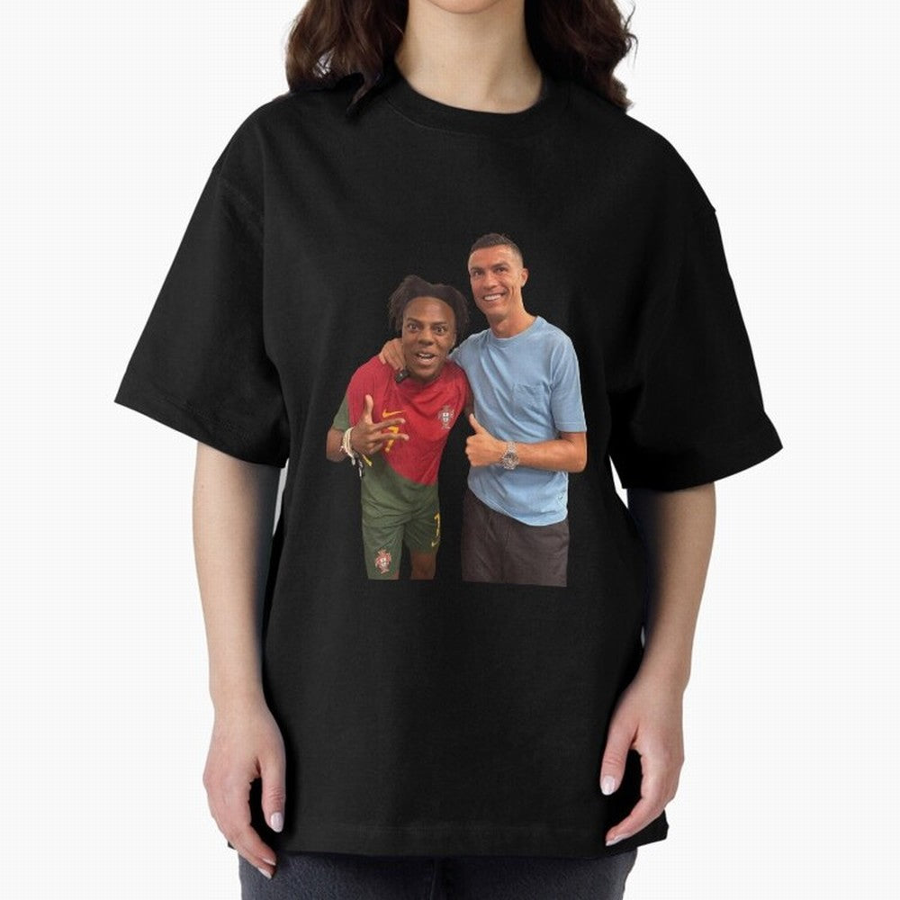 ISHOWSPEED MET RONALDO Oversized T-Shirt Create FIFA World Cup 2026 Spirit, Celebrating Portugal, Spain and Germany, CR7, Worldwide Fan Energy, Dramatic Goals, Stadium Lights and Championship Celebrations; Perfect for Fans, Collectors, Family