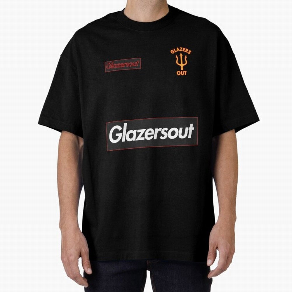 GlazersOut Red Manchester Kit V-Neck Oversized T-Shirt Follow the Final Road of Match Day Hype around FIFA World Cup 2026 USA Canada Mexico, Messi and Cristiano Ronaldo, France, Worldwide Fan Energy, Dramatic Goals, Stadium Lights and Championship