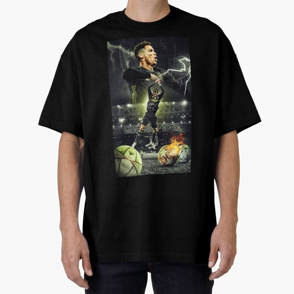 Ronaldo Illustration Oversized T-Shirt Feel FIFA World Cup 2026 USA Canada Mexico Spirit, Filled with Argentina, France and Brazil, Messi, CR7 and Mbappe, Football History, Final Match Energy, Crowd Noise and Once in a Lifetime Moments; Made for