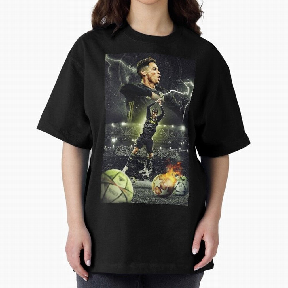 Ronaldo Illustration Oversized T-Shirt Feel FIFA World Cup 2026 USA Canada Mexico Spirit, Filled with Argentina, France and Brazil, Messi, CR7 and Mbappe, Football History, Final Match Energy, Crowd Noise and Once in a Lifetime Moments; Made for