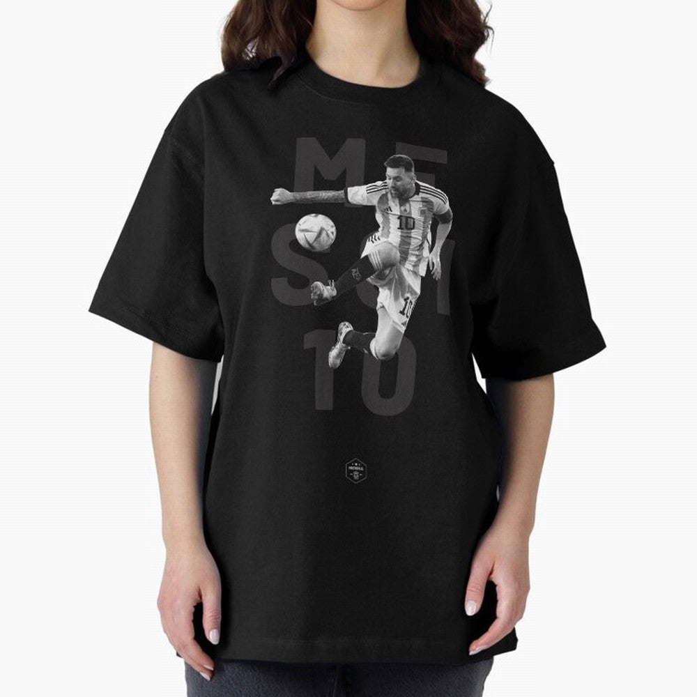 Lionel Messi Oversized T-Shirt Show Support during Match Day Hype around FIFA World Cup 2026 USA Canada Mexico, Mbappe and Neymar, Spain and Netherlands, Tournament Hype, Historic Matchups, Family Viewing Parties and Global Sports Pride; Perfect