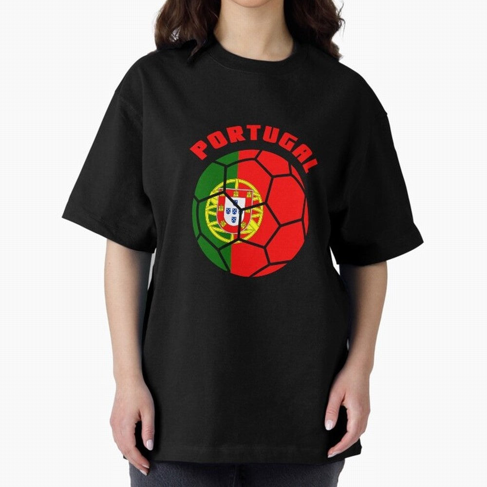 Portugal Football Soccer Ball Oversized T-Shirt Wear the Spirit of Match Day Hype around FIFA World Cup 2026 USA Canada Mexico, Messi, Neymar and Mbappe, France and Portugal, Goal Celebration Energy, Supporter Heritage, Football Icons and Worldwide