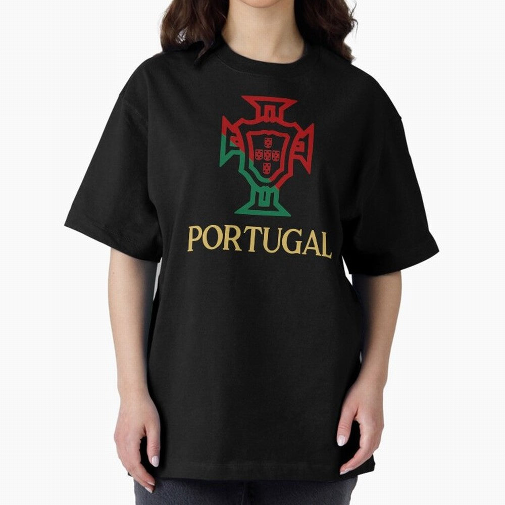 Portugal Tuga D Gold Oversized T-Shirt Experience Global Football Passion for FIFA World Cup 2026 USA Canada Mexico, Capturing Messi, CR7 and Mbappe, England and Germany, Retro Football Energy, Iconic Rivalries, Trophy Chase Drama and Stadium