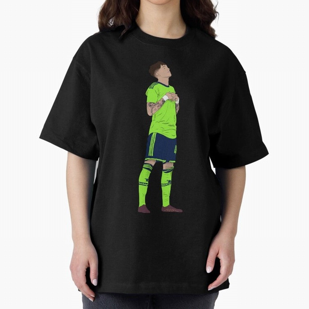 Alejandro Garnacho Ronaldo Peace Goal Celebration Oversized T-Shirt Celebrate the Stars of FIFA World Cup 2026 USA Canada Mexico Made for Haaland and Mbappe, Netherlands Energy, Supporter Pride, Iconic Celebrations, Legendary Names and Global Match