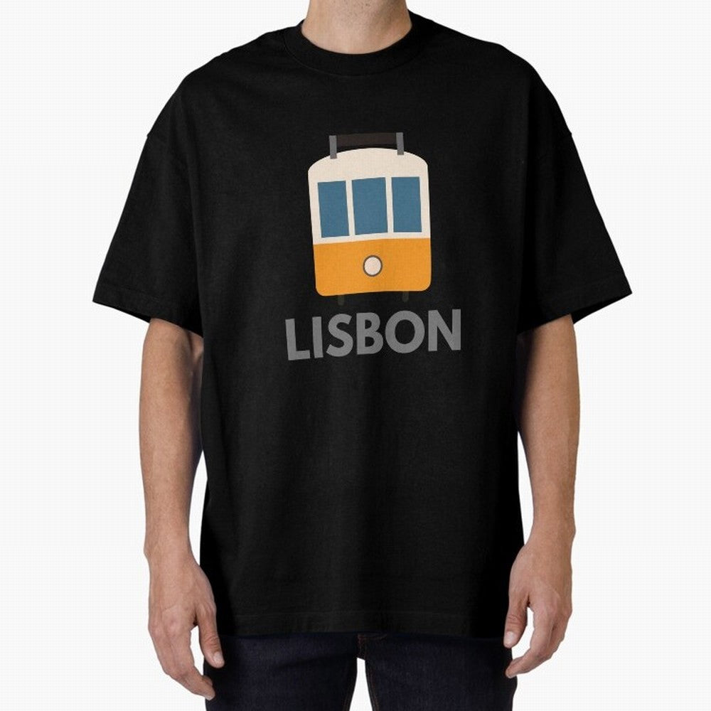 Lisboa Tram (Lisbon city, Portugal) Oversized T-Shirt Show Fan Pride Across FIFA World Cup 2026 Inspired by CR7, Brazil Energy, Sports Nostalgia, International Competition, Famous Players and Unforgettable Victories; Ideal for Passionate Fans Who