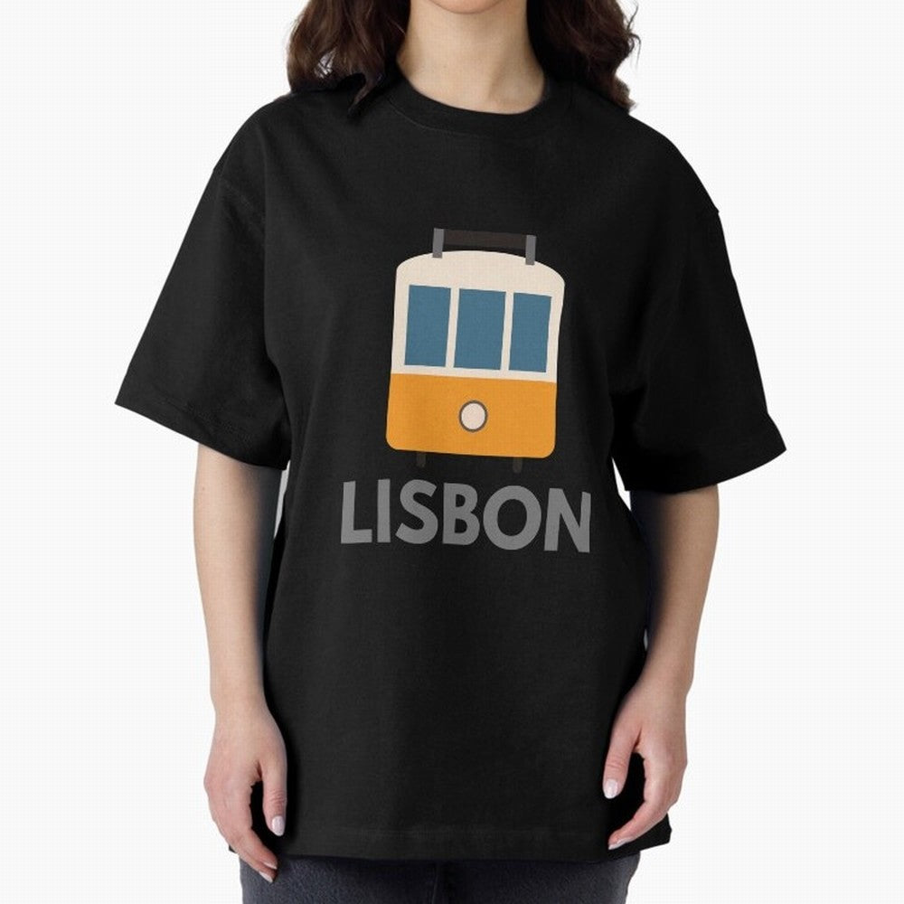 Lisboa Tram (Lisbon city, Portugal) Oversized T-Shirt Show Fan Pride Across FIFA World Cup 2026 Inspired by CR7, Brazil Energy, Sports Nostalgia, International Competition, Famous Players and Unforgettable Victories; Ideal for Passionate Fans Who
