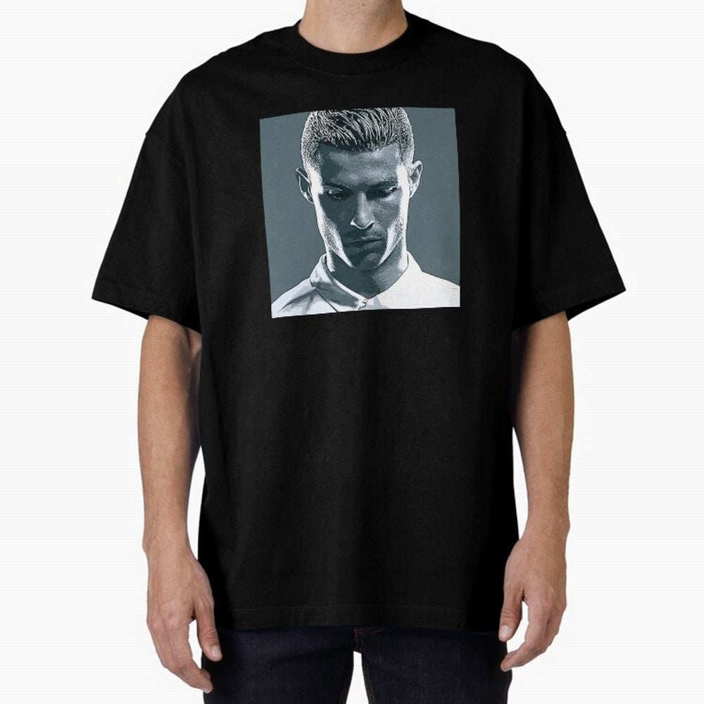 Ronaldo Portrait Oversized T-Shirt Turn Football Passion into FIFA World Cup 2026 USA Canada Mexico with Mbappe and Neymar, France and Portugal Energy, Champion Mindset, Group Stage Buzz, Knockout Tension and Passionate Fan Culture; Ideal for