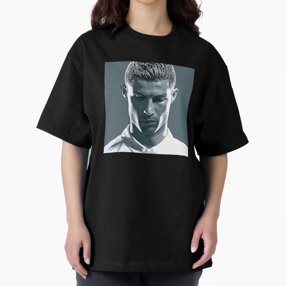 Ronaldo Portrait Oversized T-Shirt Turn Football Passion into FIFA World Cup 2026 USA Canada Mexico with Mbappe and Neymar, France and Portugal Energy, Champion Mindset, Group Stage Buzz, Knockout Tension and Passionate Fan Culture; Ideal for