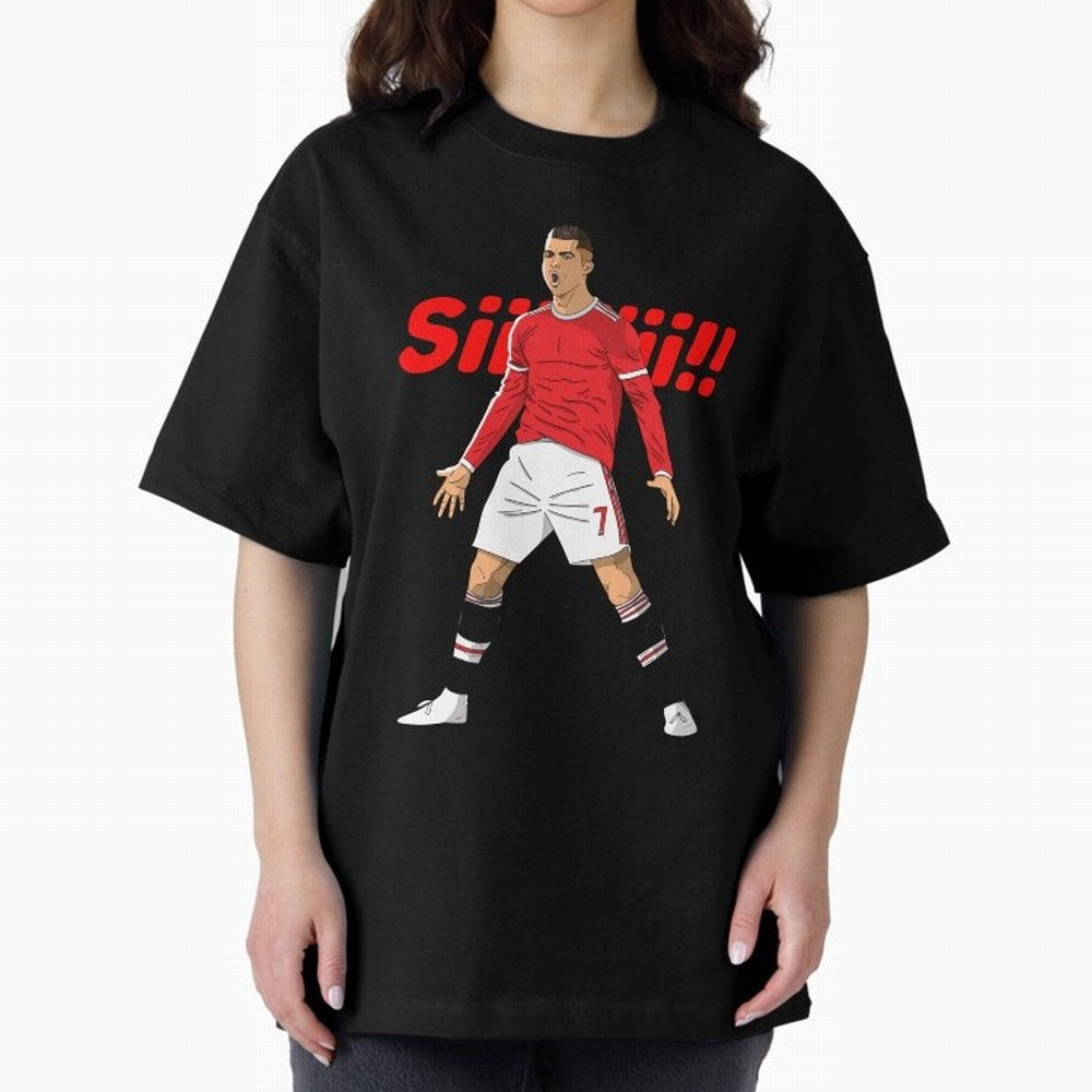 CR7 Siiiii!, Cristiano Ronaldo's trademark goal celebration Oversized T-Shirt Capture FIFA World Cup 2026 Group Stage for Fans of Haaland and Spain and Netherlands, Bringing Vintage Soccer Flavor, Modern Football Stars, National Flags and Final