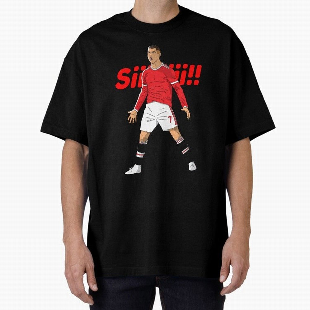 CR7 Siiiii!, Cristiano Ronaldo's trademark goal celebration Oversized T-Shirt Capture FIFA World Cup 2026 Group Stage for Fans of Haaland and Spain and Netherlands, Bringing Vintage Soccer Flavor, Modern Football Stars, National Flags and Final