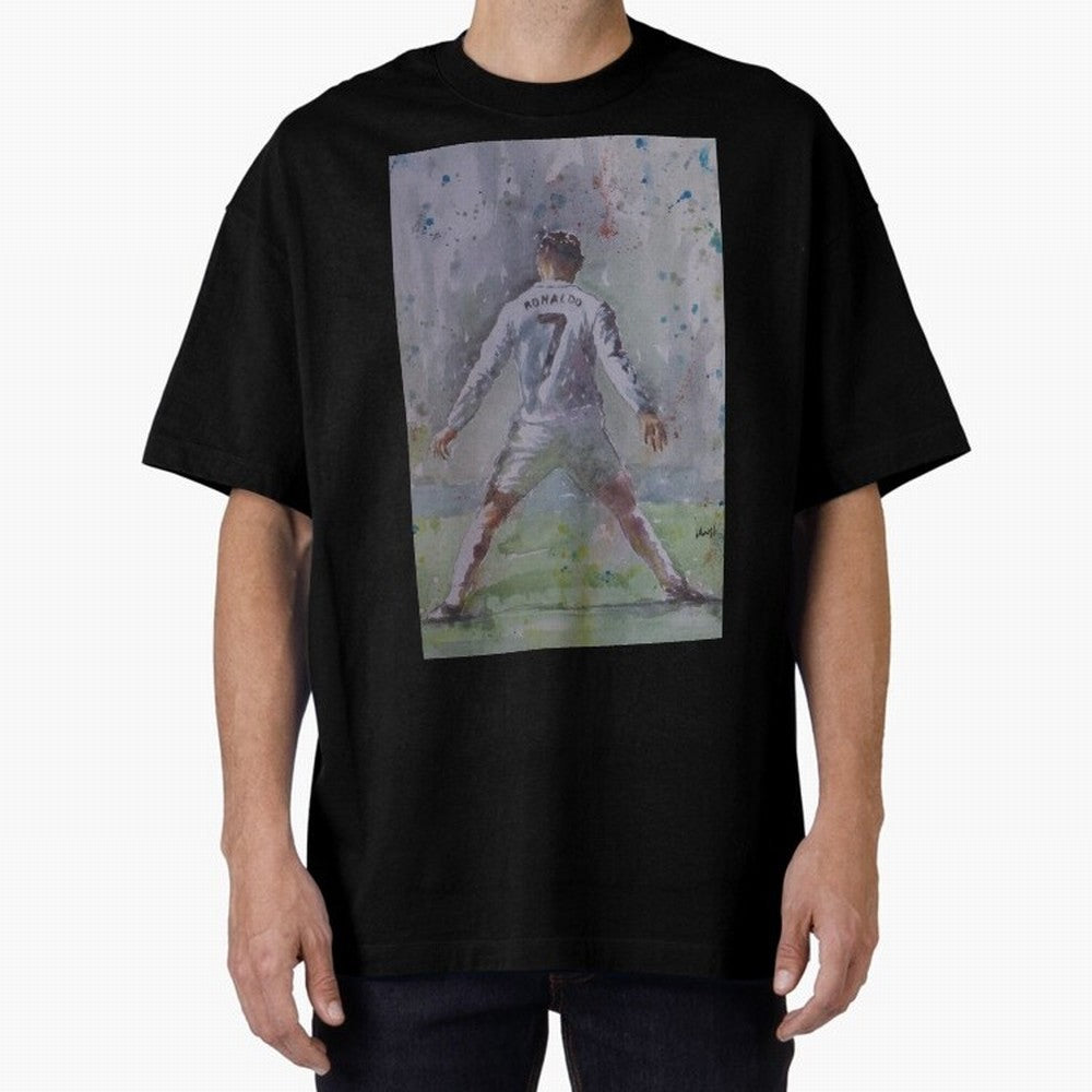 Cristiano Ronaldo - Portrait 2 Oversized T-Shirt Capture Stadium Memories from Match Day Hype around FIFA World Cup 2026 Group Stage, CR7, Germany, Worldwide Fan Energy, Dramatic Goals, Stadium Lights and Championship Celebrations; Perfect for