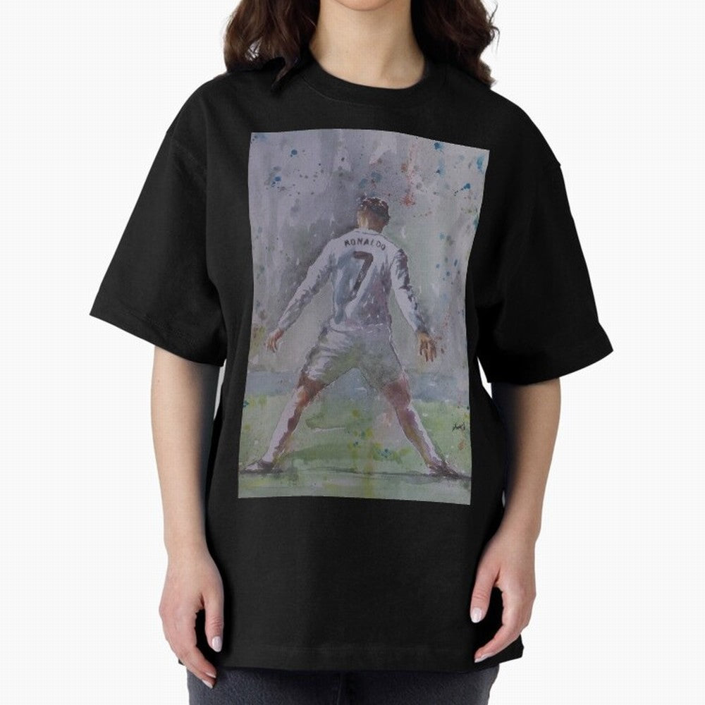 Cristiano Ronaldo - Portrait 2 Oversized T-Shirt Capture Stadium Memories from Match Day Hype around FIFA World Cup 2026 Group Stage, CR7, Germany, Worldwide Fan Energy, Dramatic Goals, Stadium Lights and Championship Celebrations; Perfect for