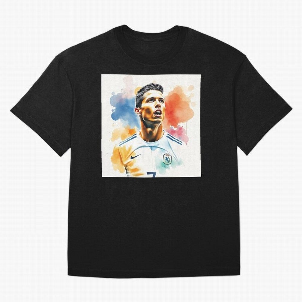Cristiano Ronaldo Watercolor Panting Oversized T-Shirt Keep Football History Alive during FIFA World Cup 2026 Group Stage for Fans of Cristiano Ronaldo and France, Bringing Stadium Chants, National Pride, Trophy Dreams and Unforgettable Football