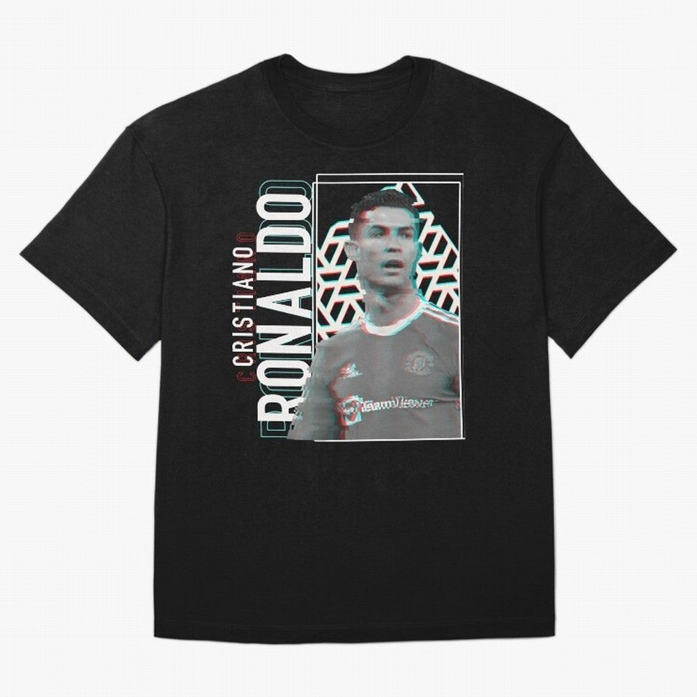 Cristiano Ronaldo Glith Effect Oversized T-Shirt Represent Football Lovers during FIFA World Cup 2026 Group Stage for Fans of Neymar and Argentina, Bringing Tournament Hype, Historic Matchups, Family Viewing Parties and Global Sports Pride; Created