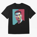 Cristiano Ronaldo 7 Pop Art Portrait Oversized T-Shirt Turn Up for FIFA World Cup 2026 USA Canada Mexico for Fans of CR7 and Messi and Argentina and Brazil, Bringing Fan Favorite Moments, National Team Passion, Big Match Drama and Soccer History;