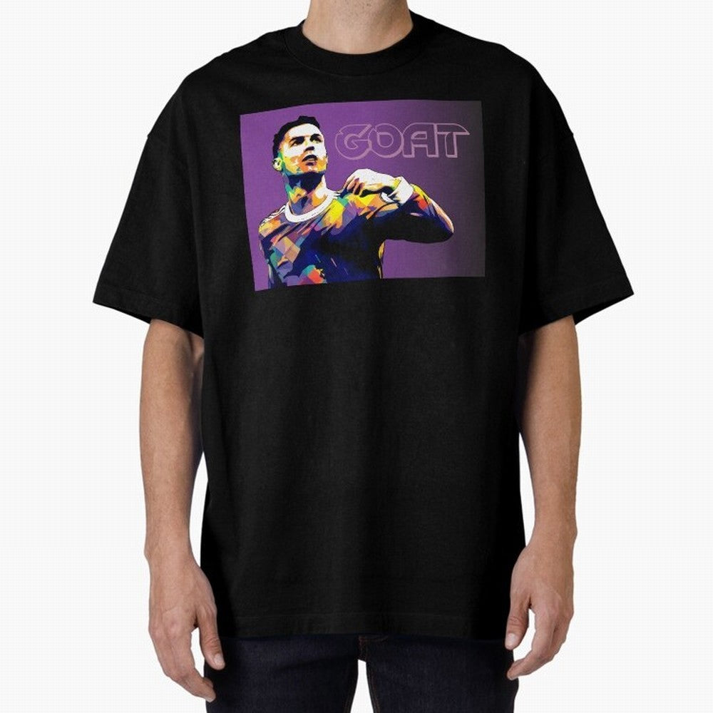 Cristiano Ronaldo Goat Popart Oversized T-Shirt Bring Trophy Dreams to Match Day Hype around FIFA World Cup 2026 Group Stage, Messi, Neymar and Mbappe, Portugal, Spain and Germany, Tournament Hype, Historic Matchups, Family Viewing Parties and