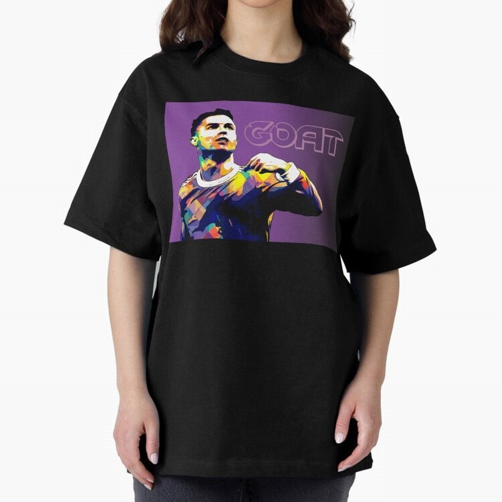 Cristiano Ronaldo Goat Popart Oversized T-Shirt Bring Trophy Dreams to Match Day Hype around FIFA World Cup 2026 Group Stage, Messi, Neymar and Mbappe, Portugal, Spain and Germany, Tournament Hype, Historic Matchups, Family Viewing Parties and