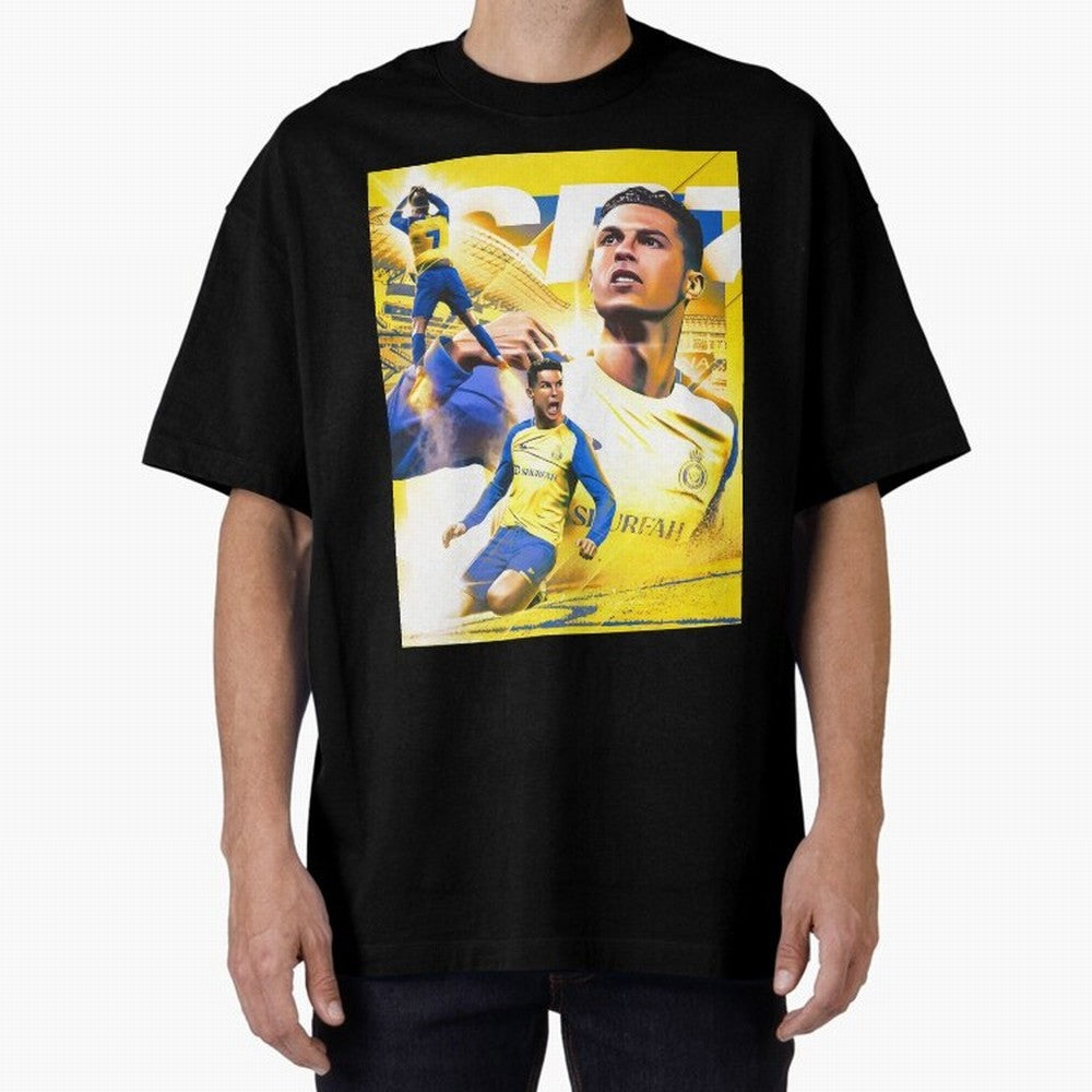 Cr7 Al Nassr Oversized T-Shirt Mark FIFA World Cup 2026 Spirit, Celebrating England, France and Netherlands, Messi, CR7 and Mbappe, Goal Celebration Energy, Supporter Heritage, Football Icons and Worldwide Tournament Joy; Perfect for Supporters Who