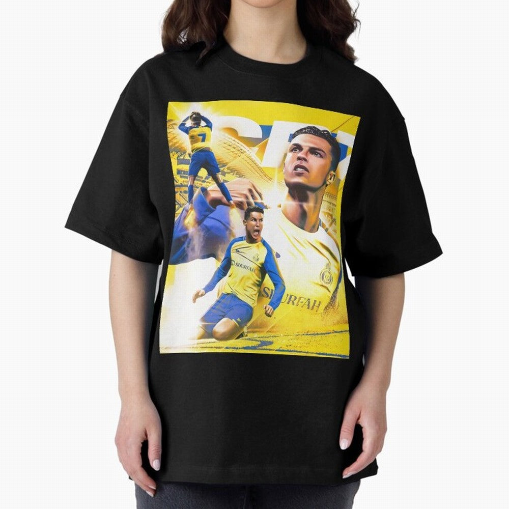 Cr7 Al Nassr Oversized T-Shirt Mark FIFA World Cup 2026 Spirit, Celebrating England, France and Netherlands, Messi, CR7 and Mbappe, Goal Celebration Energy, Supporter Heritage, Football Icons and Worldwide Tournament Joy; Perfect for Supporters Who