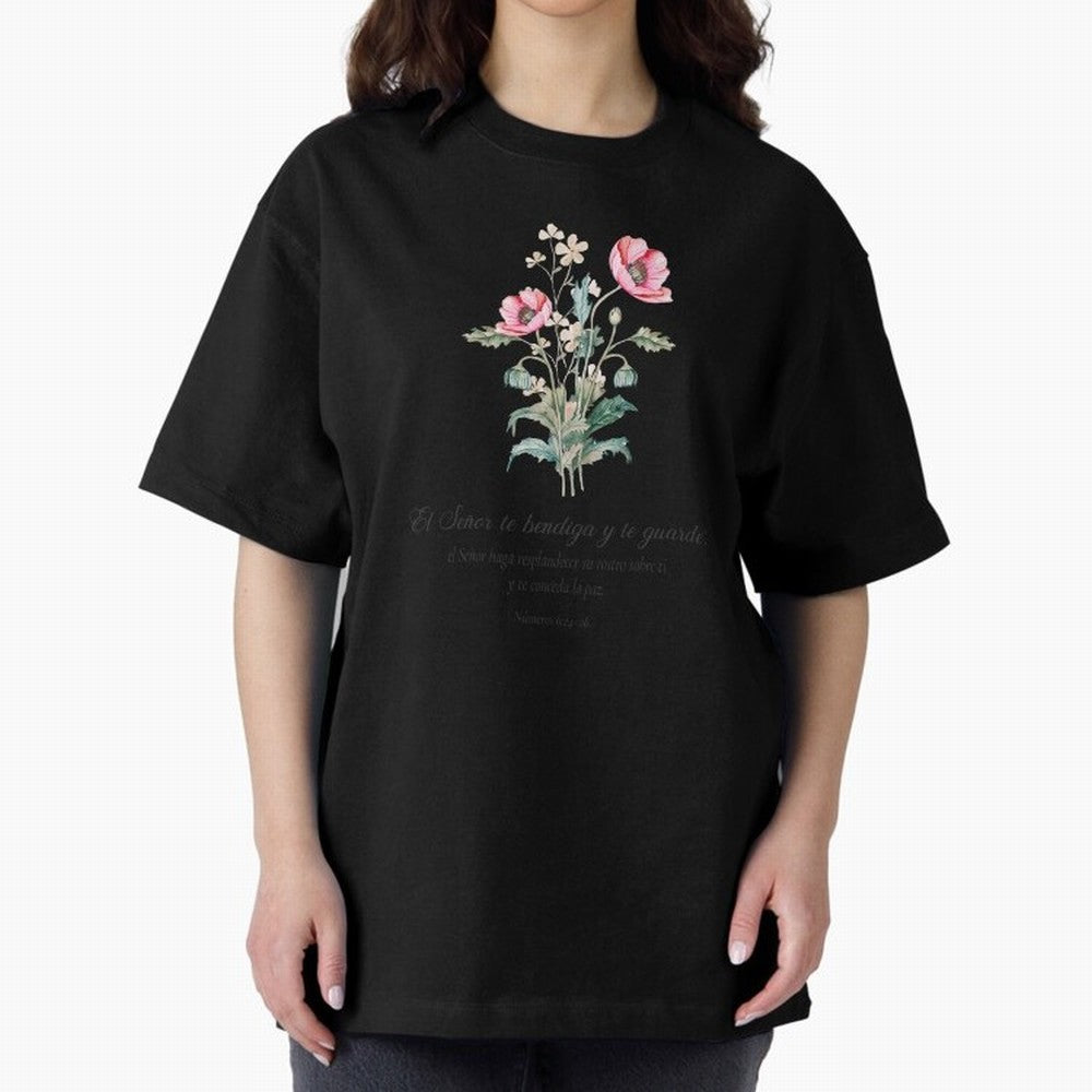 N¨²meros 6:24¨C26 ¨C El Se?or te bendiga y te guarde | Bendici¨®n B¨ªblica Floral | Regalo Cristiano Oversized T-Shirt Celebrate Fan Favorites in FIFA World Cup 2026 for Fans of CR7 and Messi and Germany, Bringing Goal Celebration Energy, Supporter