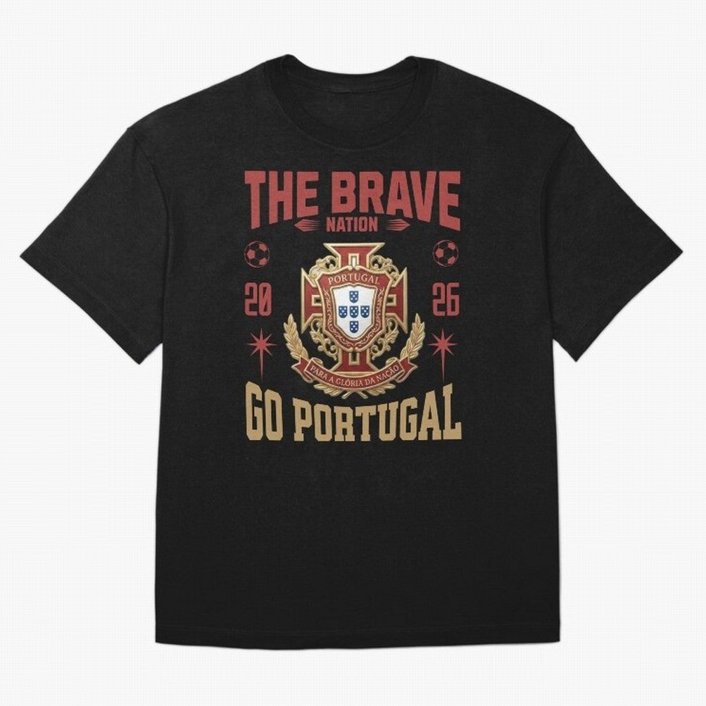 Portugal Soccer 2026 The Brave Nation Vintage Football Fan Design Oversized T-Shirt Show Passion for the Stars of FIFA World Cup 2026 Group Stage Spirit, Featuring Argentina, Cristiano Ronaldo, Haaland and CR7, Fan Favorite Moments, National Team