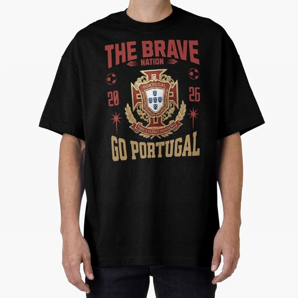 Portugal Soccer 2026 The Brave Nation Vintage Football Fan Design Oversized T-Shirt Show Passion for the Stars of FIFA World Cup 2026 Group Stage Spirit, Featuring Argentina, Cristiano Ronaldo, Haaland and CR7, Fan Favorite Moments, National Team