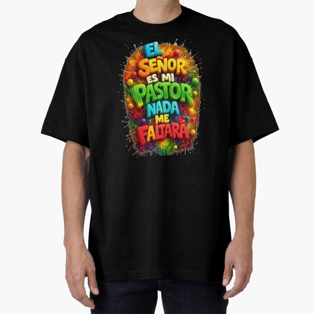 Modern 3D Psalm 23 Spanish Christian Art - El Se?or es mi Pastor Oversized T-Shirt Unlock FIFA World Cup 2026 Group Stage for Fans of Messi, Neymar and Mbappe and Argentina, Bringing Tournament Hype, Historic Matchups, Family Viewing Parties and