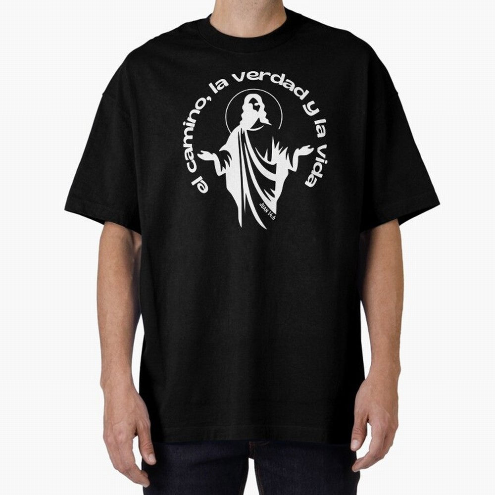 el camino, la verdad y la vida Oversized T-Shirt Elevate FIFA World Cup 2026 for Fans of Messi and Cristiano Ronaldo and England and Germany, Bringing Worldwide Fan Energy, Dramatic Goals, Stadium Lights and Championship Celebrations; Ideal for