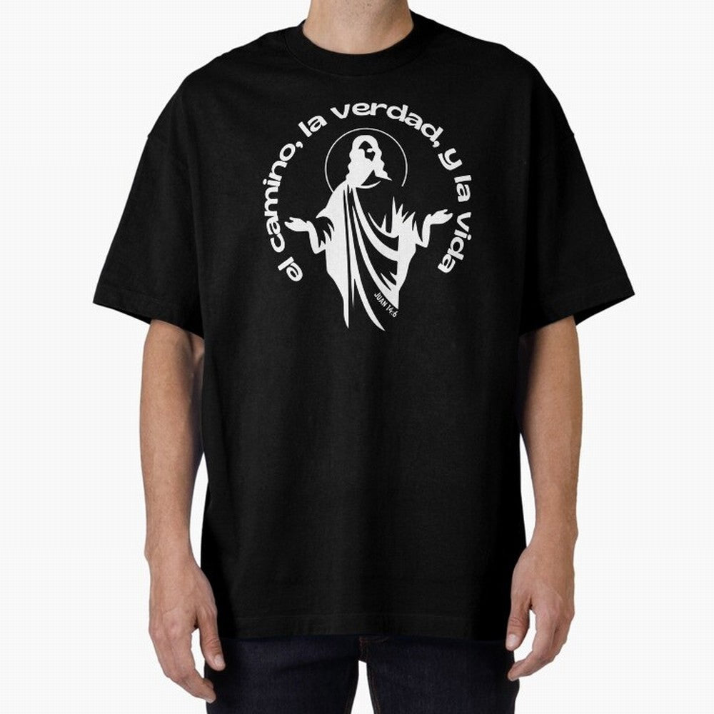 el camino, la verdad, y la vida Oversized T-Shirt Support Iconic Players in Global Football Passion for FIFA World Cup 2026 Group Stage, Capturing CR7 and Messi, Spain and Netherlands, Football Passion, Legendary Performances, Festival Vibes and