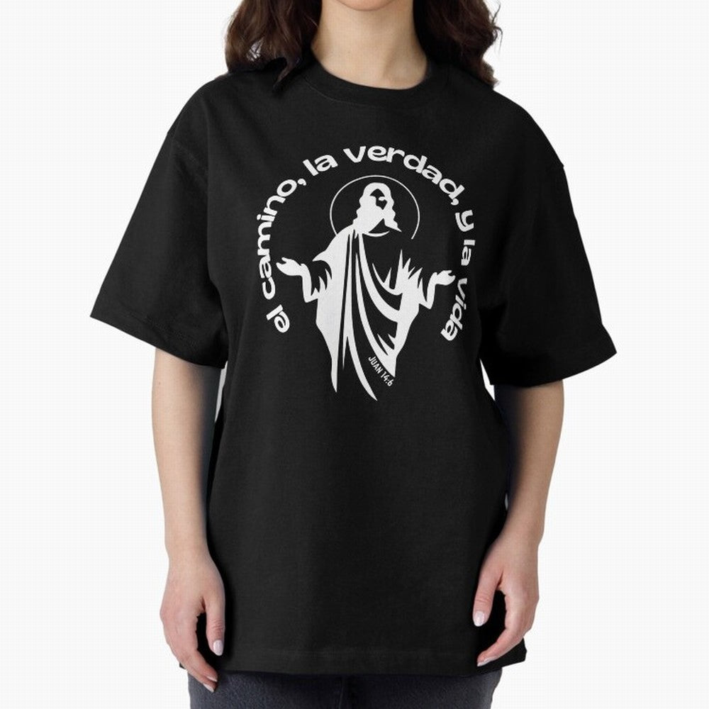 el camino, la verdad, y la vida Oversized T-Shirt Support Iconic Players in Global Football Passion for FIFA World Cup 2026 Group Stage, Capturing CR7 and Messi, Spain and Netherlands, Football Passion, Legendary Performances, Festival Vibes and