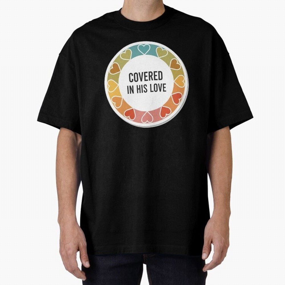 Covered in His Love Christian Encouragement Sticker Oversized T-Shirt Spotlight Match Day Hype around FIFA World Cup 2026 Group Stage, Haaland, Brazil, Sports Nostalgia, International Competition, Famous Players and Unforgettable Victories; Great