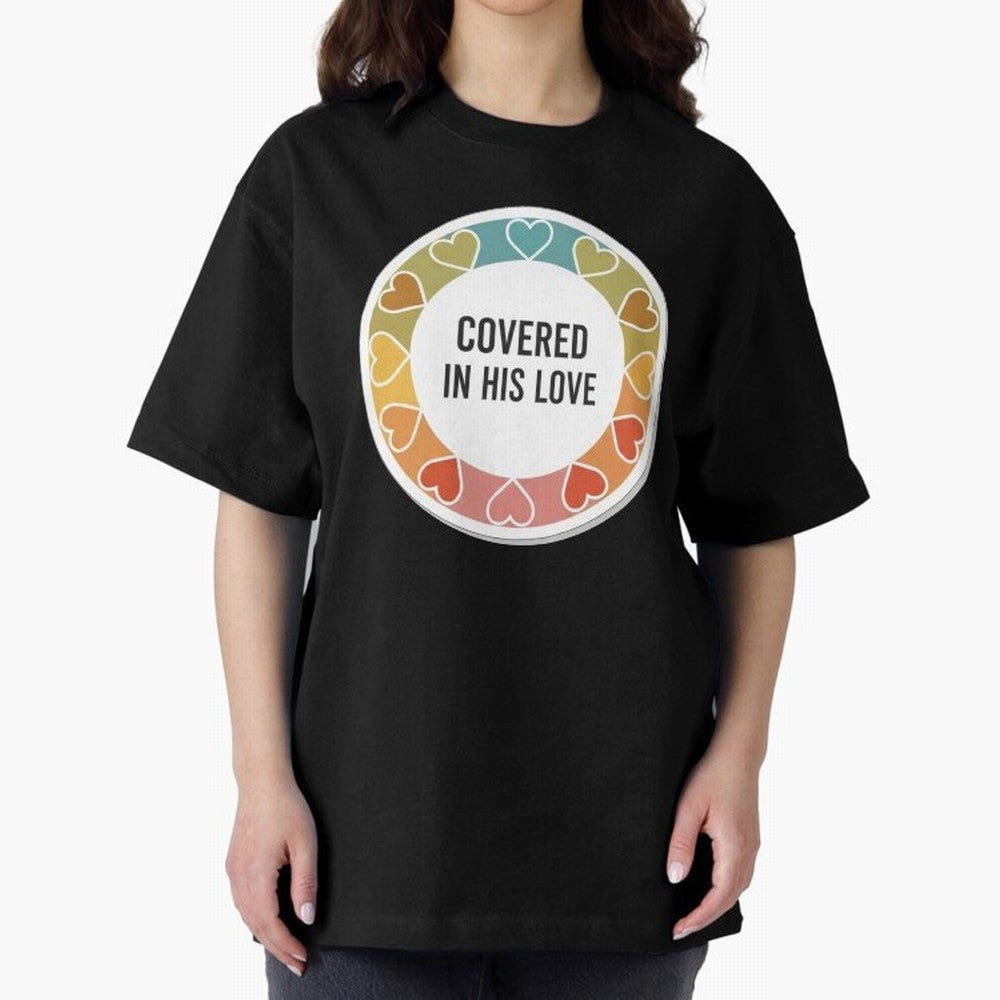Covered in His Love Christian Encouragement Sticker Oversized T-Shirt Spotlight Match Day Hype around FIFA World Cup 2026 Group Stage, Haaland, Brazil, Sports Nostalgia, International Competition, Famous Players and Unforgettable Victories; Great