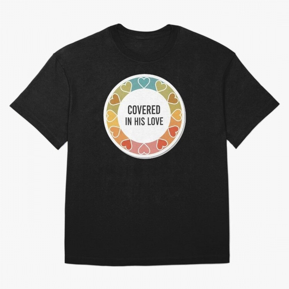 Covered in His Love Christian Encouragement Sticker Oversized T-Shirt Spotlight Match Day Hype around FIFA World Cup 2026 Group Stage, Haaland, Brazil, Sports Nostalgia, International Competition, Famous Players and Unforgettable Victories; Great